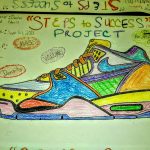 A drawing of a shoe with colors