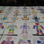 Robot drawings colored by children